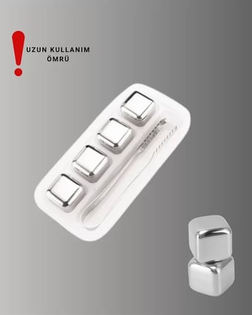 Nevamel® Hızlı Soğutma Özellikli Paslanmaz Metal Buz Küpü Takımı Yeni Nesil