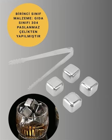 Nevamel® Hızlı Soğutma Özellikli Paslanmaz Metal Buz Küpü Takımı Yeni Nesil