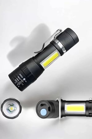Nevamel® El Feneri Led USB Şarjlı Zoom Mini Led Işık Acil Durum Feneri