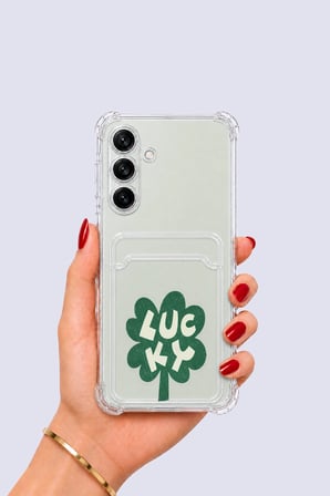 Nevamel® Samsung Galaxy S24 Kartlıklı Lucky Yonca Desenli Kılıf