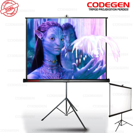 Nevamel® Codegen TX-18 TRIPOD PROJEKSİYON PERDESİ 180X180 (Arkası Siyah Fonlu - Taşınabilir Ayaklı Model)(1923)