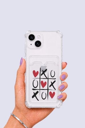 Nevamel® iPhone 14 Kartlıklı XoXO Desenli Kılıf