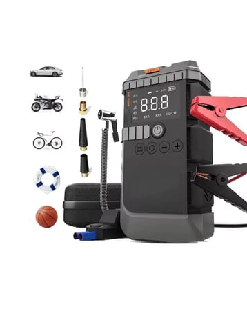 Nevamel® Taşınabilir Araç Çalıştırma Jump Starter Hava Pompası Dijital Basınç Göstergeli Güç Bankası