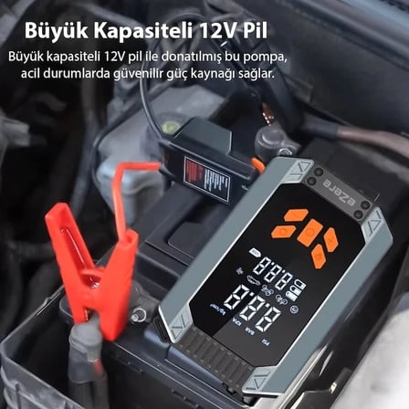 Nevamel® EZERE ST-9632D Taşınabilir Araç Lastik Şişirme Ve Starter Akü Takviye Seti-(5775)