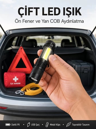 Nevamel® Taşınabilir Şarjlı LED Fener - 4 Modlu 2000LM Ayarlanabilir Odak Yeni Nesil
