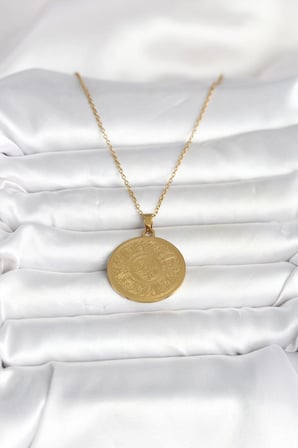 Nevamel® 316L Çelik Gold Renk Ayetel Kürsi Yazılı Kolye 5886