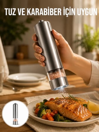 Nevamel® Tek Elle Kullanılan Otomatik Baharat Değirmeni Işıklı Sistem Yeni Nesil