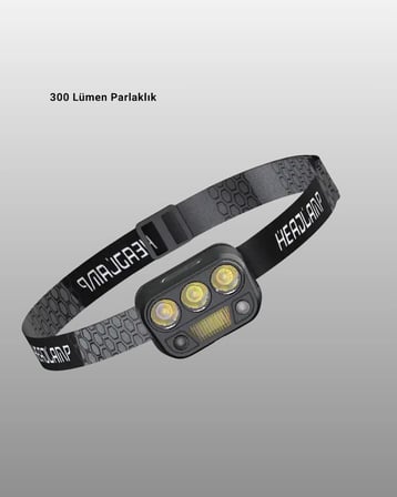 Nevamel® USB Şarjlı LED Kafa Lambası 300 Lümen Güç Göstergeli