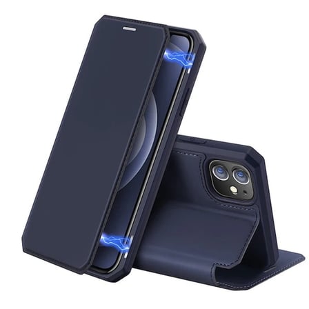Nevamel DUX DUCİS iPhone 12 Mini Kılıf Mıkantıslı Kapaklı Flip Cover Kılıf Skin X Series Flip Case-(5775)