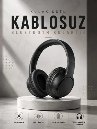 Nevamel® Kulak Üstü Kablosuz Bluetooth Kulaklık Yüksek Ses Kaliteli ANC Özelliği