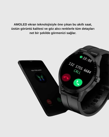 Nevamel AMOLED Ekranlı Smartwatch – 3 Kordonlu Kalp Atış & Uyku Takipli Akıllı Saat