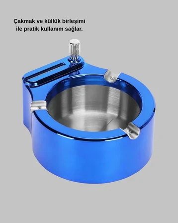 Nevamel® Metal Küllük ve Çakmak Seti Yuvarlak Modern Tasarım Yeni Nesil