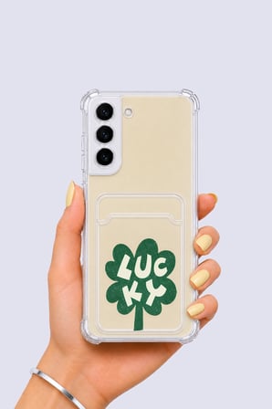 Nevamel® Samsung Galaxy S22 Kartlıklı Lucky Yonca Desenli Kılıf