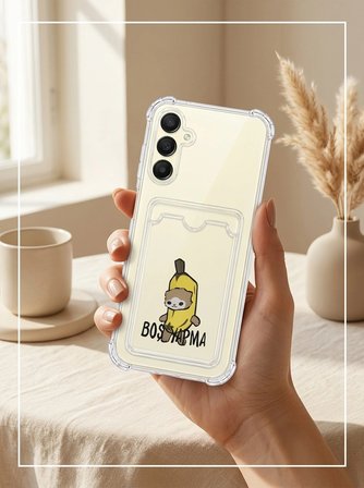 Nevamel® Samsung Galaxy A16 Boş Yapma Muz Detaylı Kart Bölmeli Şeffaf Telefon Kılıfı
