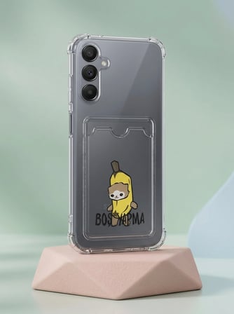 Nevamel® Samsung Galaxy A16 Boş Yapma Muz Detaylı Kart Bölmeli Şeffaf Telefon Kılıfı