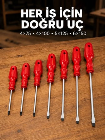 Nevamel® Manyetik Uçlu 7 Parça Tornavida Seti Düz ve Yıldız Tornavida