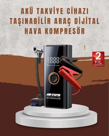 Nevamel® Çok Fonksiyonlu Araç Yol Yardım Kiti Jump Starter ve Lastik Pompası