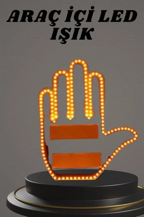 Nevamel El Orta Parmak Led Kumandalı Araç İçi Reflektör Arka Cam El Simgesi