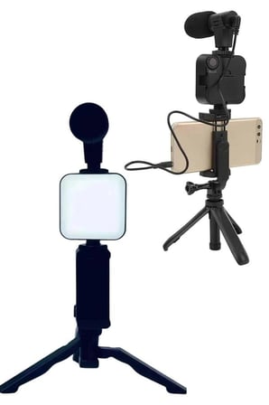 Nevamel Telefon Tutucu Led Işıklı Kumandalı Mikrofon Telefon Vlog Video Kayıt