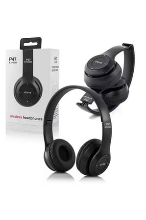 Nevamel® Bluetooth Kablosuz Kulaklık Siyah Wireless 5.0 Kulak Üstü Uzun Pil Ömrü