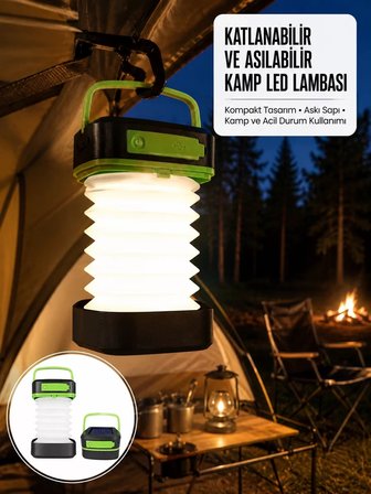 Nevamel® Kamp Lambası Katlanabilir Lamba Solar Şarjlı Led Lamba El Fenerli Yeni Nesil