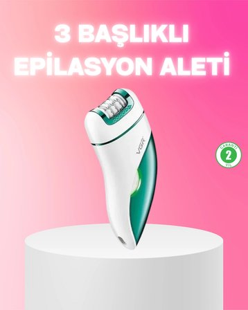 Nevamel® 3 in 1 Epilatör Metal Başlıklı IPX5 Su Geçirmez 90 Dakika Şarjlı Epilasyon Cihazı