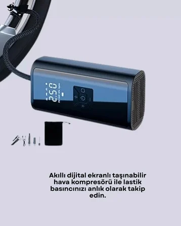 Nevamel® 12V Uyumlu Çok İşlevli Akıllı Araç Lastik Pompası Yeni Nesil