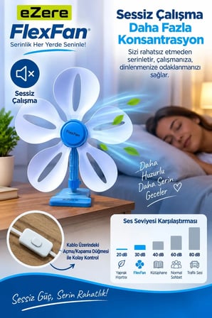 Nevamel® Ezere FlexFan Klipsli Elektirikli Vantilatör Ev Ofis Mini Fan-(5775)