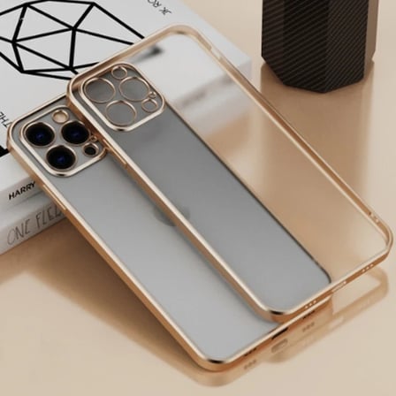 Nevamel iPhone 12 Pro Max 6.7inç Renkli Kenar Şeffaf Kılıf Kamera Korumalı Kılıf-(5775)