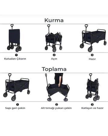 Nevamel® Katlanabilir Eşya Taşıma Arabası Kamp Plaj ve Bahçe Kullanımına Uygun