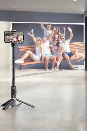 Nevamel Selfie Çubuğu Tripod Kumandalı Telefon Tutucu Siyah