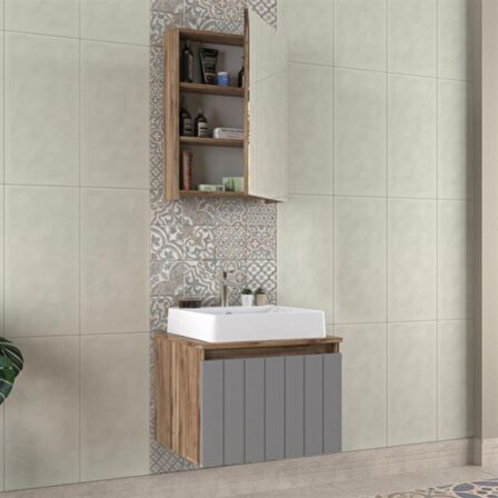 Biani Nevada 60 cm matt anthracite Banyo Dolabı