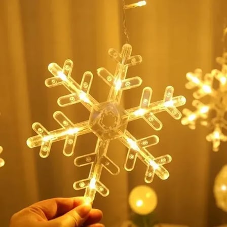Metre Saçaklı Kar Tanesi Perde LED