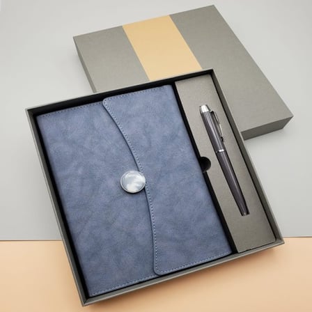 Özel Kutulu Deri Defter Ve Roller Kalem Seti