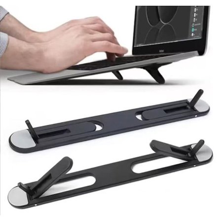 2 Kademeli Katlanabilir ve Yapışkanlı Laptop Standı Siyah CM-438