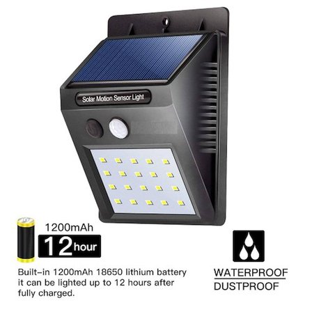 20 Ledli Hareket Sensörlü Dış Mekan Solar Lamba