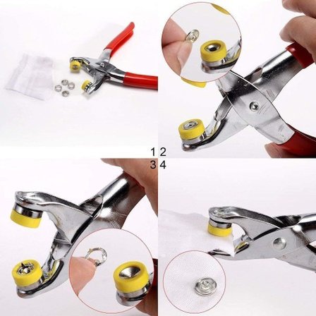Metal Çıtçıt Düğme Pensesi ve 25 Set Düğme Takımı