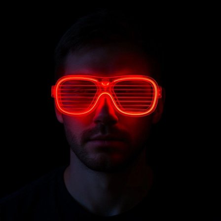 Ayd Kırmızı Led Işıklı Parti Gözlüğü - Neon Glow Şerit Gözlük 3 Modlu