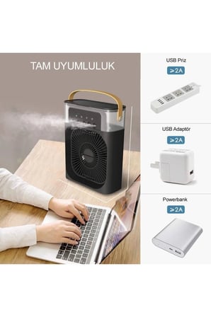 Ayd Taşınabilir Işıklı 5 Spreyli Vantilatör Buzlu Buharlı Vantilatör Mini Fan Nemlendirici