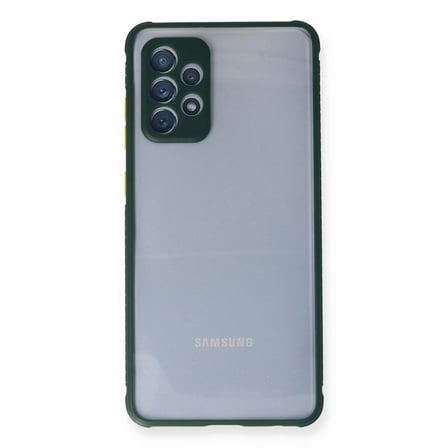 Ayd Samsung Galaxy A72 Kılıf Miami Şeffaf Silikon - Koyu Yeşil