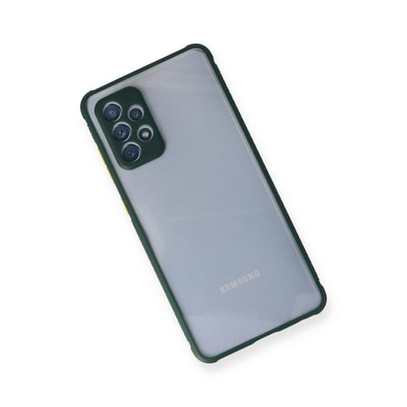 Ayd Samsung Galaxy A72 Kılıf Miami Şeffaf Silikon - Koyu Yeşil