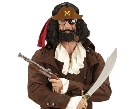 Ayd Kahve Renk Şapkalı Siyah Sakallı Lu Jack Sparrow Denizci Korsan Gözlüğü 24x25 Cm