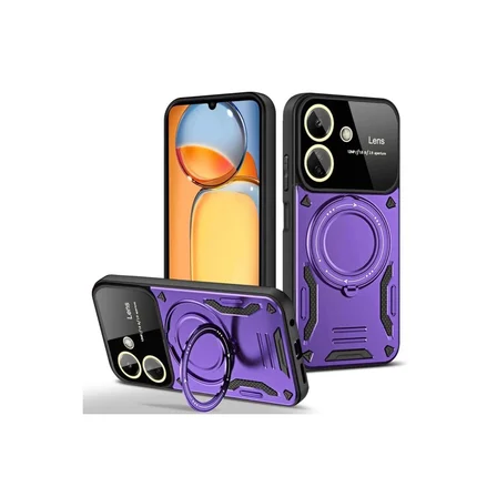 Ayd Xiaomi Redmi 13c Kılıf Joy Lens Standlı Kapak - Mor
