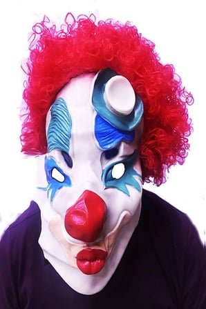 Ayd Kırmızı Renk Afro Bonus Peruklu Palyaço Lateks Et Maske