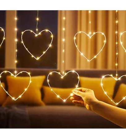 Ayd Kalpli Perde Led Işıklar, Sevgililer Günü Romantik Led Aydınlatma