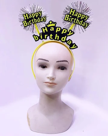 Ayd Happy Birthday Püsküllü Neon Sarı Renk Doğum Günü Tacı 22x19 Cm