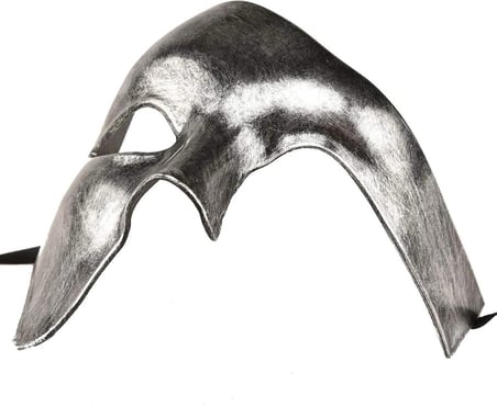 Ayd Antik Eskitme Gümüş Erkek Yarım Maske - Phantom Parti  Balo Maskesi