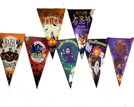 Ayd Lüks Baskılı Üçgen Model Halloween Banner Süs Bayrak 8 Li