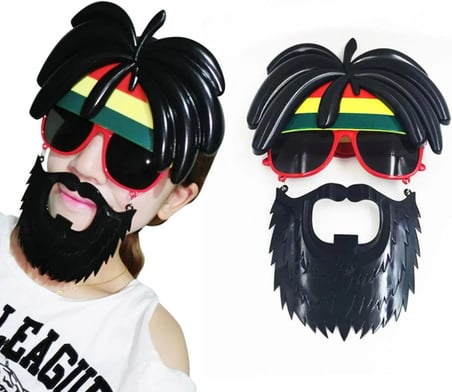 Ayd Rasta Peruklu Rasta Sakallı Bob Marley Bıyıklı Parti Gözlüğü 27x18 Cm