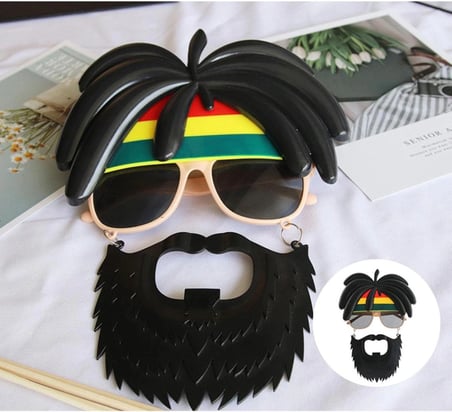 Ayd Rasta Peruklu Rasta Sakallı Bob Marley Bıyıklı Parti Gözlüğü 27x18 Cm